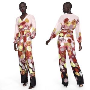 NWOT Zara Floral Print Pajama-Silky Trousers
